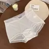 8529# Calcinha Feminina de Seda Gelada com Toque de Nuvem e Bolinhas Respirável de Cintura Média 10A com Forro Antibacteriano Verão Secagem Rápida