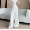 Pantalones Casuales de Pierna Ancha con Retazos de Encaje Asimétricos y Diseño Único, Nuevos Pantalones Anchos Tipo Traje en Capas