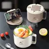 Tazón Desagüeable para Fideos Instantáneos, Tazón de Acero Inoxidable para Fideos, Lonchera para Estudiantes de Dormitorio, Taza para Fideos Instantáneos, Vajilla, Caja para Comida de Cafetería, Caja para Comida Rápida