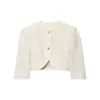 Estilo de Verano Nuevo 2025 Estilo Europeo y Americano Chaqueta de Traje de Manga Corta Abullonada + Traje de Pantalón Recto Plisado