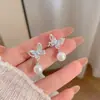 Brincos de Franja com Pérola Borboleta Azul Femininos Levemente Luxuosos de Alta Qualidade Elegantes Suaves Novos Brincos Exquisitos 2025
