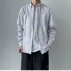 Camisa Branca Listrada Masculina Primavera/Outono 2026 Base para Camadas Camisa Branca Cardigan Manga Longa Estilo Hong Kong Camisa Casual Masculina