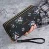 Bolsa Feminina Longa Versátil com Zíper Duplo Estilo Coreano Estudante Flor Grande Capacidade Bolsa para Celular Bolsa de Mão Carteira de Moedas Macia Venda por Atacado
