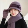 Gorro de Invierno para Niños Madres de Mediana Edad y Mayores y Abuelas Cálido Engrosado Forrado de Felpa Cortavientos Piel de Conejo Tejido de Lana para Personas Mayores
