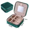 Caja de Joyería Portátil de Doble Capa con Cremallera Caja de Almacenamiento con Espejo de Terciopelo Caja de Joyería con Tapa abatible para Pendientes Pendientes Anillo Almacenamiento Caja de Joyería