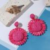 Aretes Transfronterizos de Flor de Rafia Nueva 925 Aretes de Aguja de Plata con Sentido de Alta Gama Joyería al Por Mayor de Estilo Bohemio para Mujer