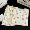 Pijama Duas Peças Feminino de Verão, Manga Curta, Algodão Doce Nuvem, Fornecimento para Loja de Roupas Infantis, Roupa de Casa Leve, Compra em Loja Física