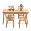 Mesa de Comedor Escandinava Toda de Madera Maciza para el Hogar, Apartamento Pequeño, Combinación de Mesa y Sillas para 4 Personas, 6 Personas, Color Madera Maciza, Mesa de Comedor Rectangular