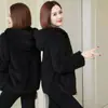 Suéter térmico grueso de doble cara con forro polar, estilo coreano, holgado, con capucha, cremallera, abrigo de otoño e invierno para mujer