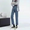 Jeans Reto Pequeno Primavera e Outono Feminino Outono Fino 2024 Moda Versátil Nova Chegada Calça de Tubo Nove Pontos Estilo Francês