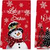 Venta al por mayor de toallas de cocina navideñas con estampado de muñeco de nieve y camión.