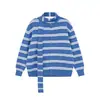 Cárdigan de Punto Rayado para Mujer, Primavera y Otoño, Talla Pequeña, Diseño Casual, Top Adelgazante, Azul Cielo y Rojo Oscuro, Estilo Europeo y Americano, Poliéster