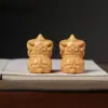 Ciprés Calado Estilo Chino Exquisitamente Elaborado León Adorno de Escritorio Lindo Mascota de Té Coche Decoración Creativa Venta al por Mayor Dropshipping