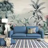 Aido Murais Decorativos Sem Costura Floresta Tropical Ecológica Folha de Bananeira Asiática do Sudeste Papel de Parede para Parede de Fundo de Sala de Estar Quarto
