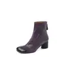 Botines Delgados de Piel de Oveja Estilo Europeo Puntiagudos 2026 Otoño/Invierno Tacón Medio Grueso Cierre Trasero Versátiles para Viajar Botines de Piel Genuina para Mujer