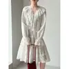 Falda de Pastel Fresca en Capas Estilo Pastoral Francés para Mujer, Nuevo Modelo de Primavera con Ribete de Encaje y Cintura Elástica Falda Media 89023