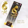 Vela de aniversário Casa da Ópera Número dourado 0-9 sem fumaça Bolo de aniversário Festa Confeitaria Sobremesa Vela Plugável Conjunto