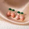 Pendientes de Fresa con Goteo de Aceite de Venta Caliente Transfronterizos, Serie de Frutas de Acero Inoxidable de Lujo Ligero y Gama Alta, Pendientes Dulces y Lindos