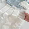 Meias Brancas de Renda Estilo Japonês para Mulheres, Meias 3/4 Estilo Ins, Finas de Seda para Primavera e Verão, Estilo JK, Cor Sólida, Cano Longo, Meias Largas