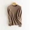 Otoño e Invierno Nuevo Cuello Redondo 100 Cachemira Pura Tejido de Punto Engrosado Suéter Color Puro Suelto Camiseta Base Top