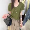2026 Verão Moda Estilo Coreano Versátil Gola V Manga Curta Camiseta Casual Feminina Algodão Floco de Neve Camiseta Fina Feminina
