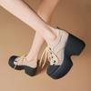Zapatos de Plataforma de Malla Transpirable Colorblock de Primavera y Verano que Aumentan la Altura 10cm para Mujer, Casuales de Cuero de Suela Gruesa con Tacón Grueso Pequeño