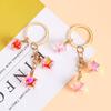 Llavero de Cuentas Acrílicas de Estrella de Cinco Puntas Colorido Ins Corazón de Chica Colgante para Bolso Llavero de Estrella Joyería Colgante