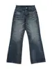 Ropa para Hombre Fengshe / Primavera y Otoño 2026 Jeans de Corte Acampanado Vintage Retro Bigotes de Gato Azules Estilo Panal Moderno para Hombre