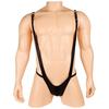 Ropa interior sexy Yezimei Amazon tanga europeo y americano para hombre negro imitación charol PU sexy body de una pieza con tirantes pantalones T
