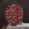 Pulsera de Mano de Perla Dragón de Sándalo Rojo de Hoja Pequeña, Perla Dragón Tallada de Sándalo Rojo Sólido, Tallado Fino por Ambos Lados, Alto Contenido de Aceite y Alta Densidad