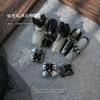 Joyería para uñas cristal negro huevo de paloma pila taladro aleación colgante amor oscuro alas de mariposa accesorios para uñas taladro
