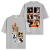 Camiseta Masculina de Manga Curta Vintage Lavada com Estampa Travis Scott, Estilo Americano High Street Transfronteiriço, Top Tendência de Verão com Gola Redonda