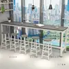 Mesa de Bar de Pared, Mesa de Patas Altas, Simple para Sala de Estar en Casa, Balcón, Mesa de Bar Pequeña, Mesa Larga, Combinación de Mesa y Sillas para Tienda de Té de Leche