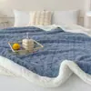 Rolo EmbaladoManta Espessa de Tafetá Dupla Camada, Manta de Lã Fleece Transfronteiriça para Comércio Exterior, Manta de Lã de Cordeiro, Manta de Sofá, Armazém Relâmpago