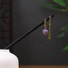 Antigo Tassel Hairpin Grampo de Cabelo de Madeira Imitação de Ébano Headwear Disco de Cabelo Acessórios Simples Vestido Antigo Cabelo Hairpin Hair
