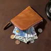 Porta-moedas de Couro Genuíno Mini Bolsa, Estilo Transfronteiriço Carteira de Moedas de Couro Cavalo Louco, Porta-Cartão de Crédito Unissex