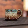 Caneca de café de cerâmica artesanal transfronteiriça, com formato único, para uso doméstico, caneca de cerâmica criativa, copo de água pequeno, copo de água pessoal estilo retrô