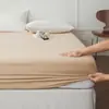 Lençol de Elástico Cor Sólida Luxo Leve de Alta Qualidade Estilo Hotel Algodão de Fibra Longa Peça Única Cobertura de Cama de Cetim 100% Algodão para Dormir Diretamente no Colchão