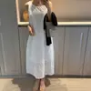 Vestido Largo Transparente con Bordado Hueco Estilo Coreano Único Sin Tirantes Cómodo Transpirable Ropa para Mujer Modelo Nuevo Verano 2026