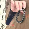 Pulsera de León de Obsidiana Plateada Estilo Libro Rojo Pulseras de Pareja Fruta de Marfil Imitación Fortuna Estilo Chino Regalo para Amantes Hecho a Mano