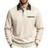 Moletom Masculino Europeu e Americano Outono e Inverno Casual de Negócios Manga Longa Pulôver Paisley Bloco de Cores Gola Camisa Polo