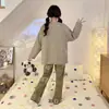 Pijama feminino plus size direto da fábrica/Exportação, manga longa e calça comprida, conjunto de roupa de casa feminino para primavera e outono 110kg