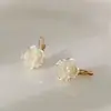 Nuevos Pendientes de Camelia de Lujo Ligero Estilo Francés para Mujer, Pendientes Versátiles de Temperamento Suave y Dulce