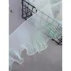 En stock 14cm organza iridiscente degradado plisado falda de disfraz de sirena tridimensional material auxiliar encaje con volantes