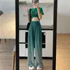 Calça casual xadrez feminina plus size, verão, solta, cintura alta, cor degradê, moda, fluida, perna larga, comprimento no chão para mulheres