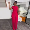 2025 Aliexpress Verão Transfronteiriço Novo Estilo Gola Alta Abotoado Sem Mangas Cadarço Conjunto de Calça Pantalona Duas Peças Feminino para Mulheres