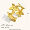 Diseño de Nicho Elegante Transfronterizo Europeo y Americano Joyería de Mano Acero Inoxidable Chapado en Oro de 18K Flor de Estrella de Ocho Puntas Luna Anillo para Mujeres