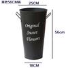 Cubo de Hierro Vintage Cubo de Lata Floristería Cubo para Flores Secas Cubo de Flores Maceta Decorativa Jarrón Hierro Forjado Arreglo Floral Tubo Ranurado de Bambú