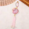 Bolsa de dinero de brocado de la Dinastía Song con borlas de perlas, cierre de anillo, llavero de recuerdo cultural y creativo para DIY, colgante de bolsa