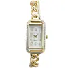 Nuevo Reloj Rectangular Transfronterizo para Mujer Moda Pulsera de Lujo Ligero Digital Diamante Banda de Acero Reloj de Cuarzo para Estudiante Venta al por Mayor